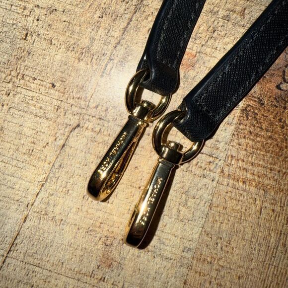 Black saffiano leather replacement Strap with Gold MK bag Charm - Picture 6 of 13